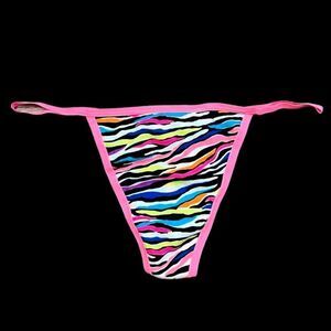Victorias Secret Pink Soft Cotton Extra Low Rise V String panty multicolor Small